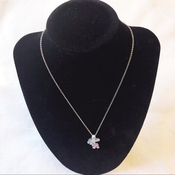 Sterling Silver Multi Crystals Flowers Necklace - Picture 10 of 10